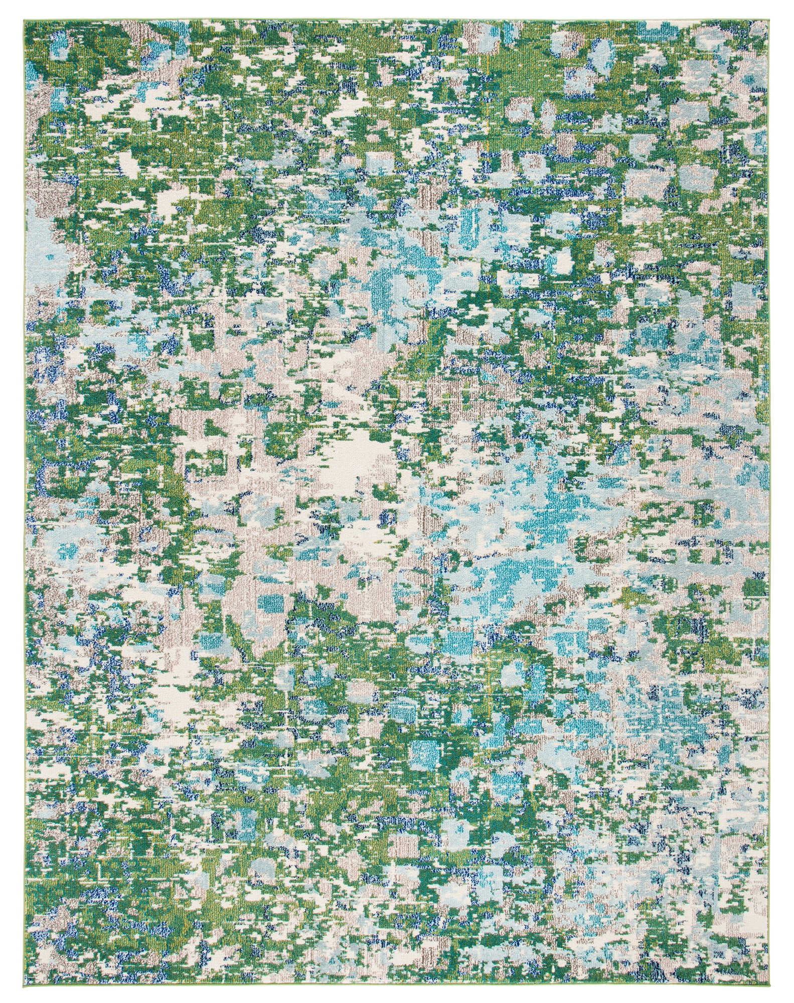 Green and Turquoise Abstract 8' x 10' Synthetic Area Rug