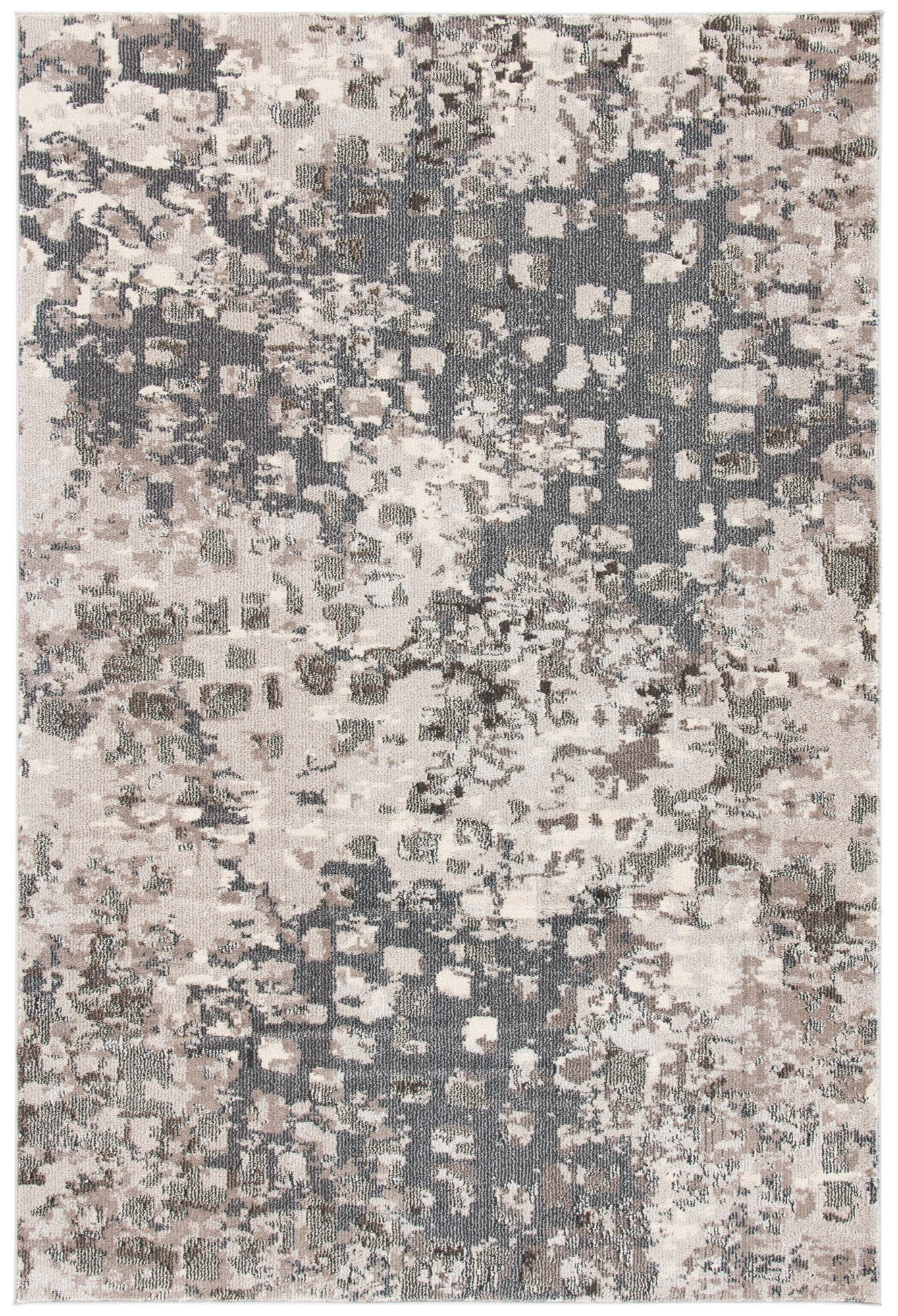 Chic Metro-Mod 2'2" x 4' Grey & Beige Synthetic Area Rug