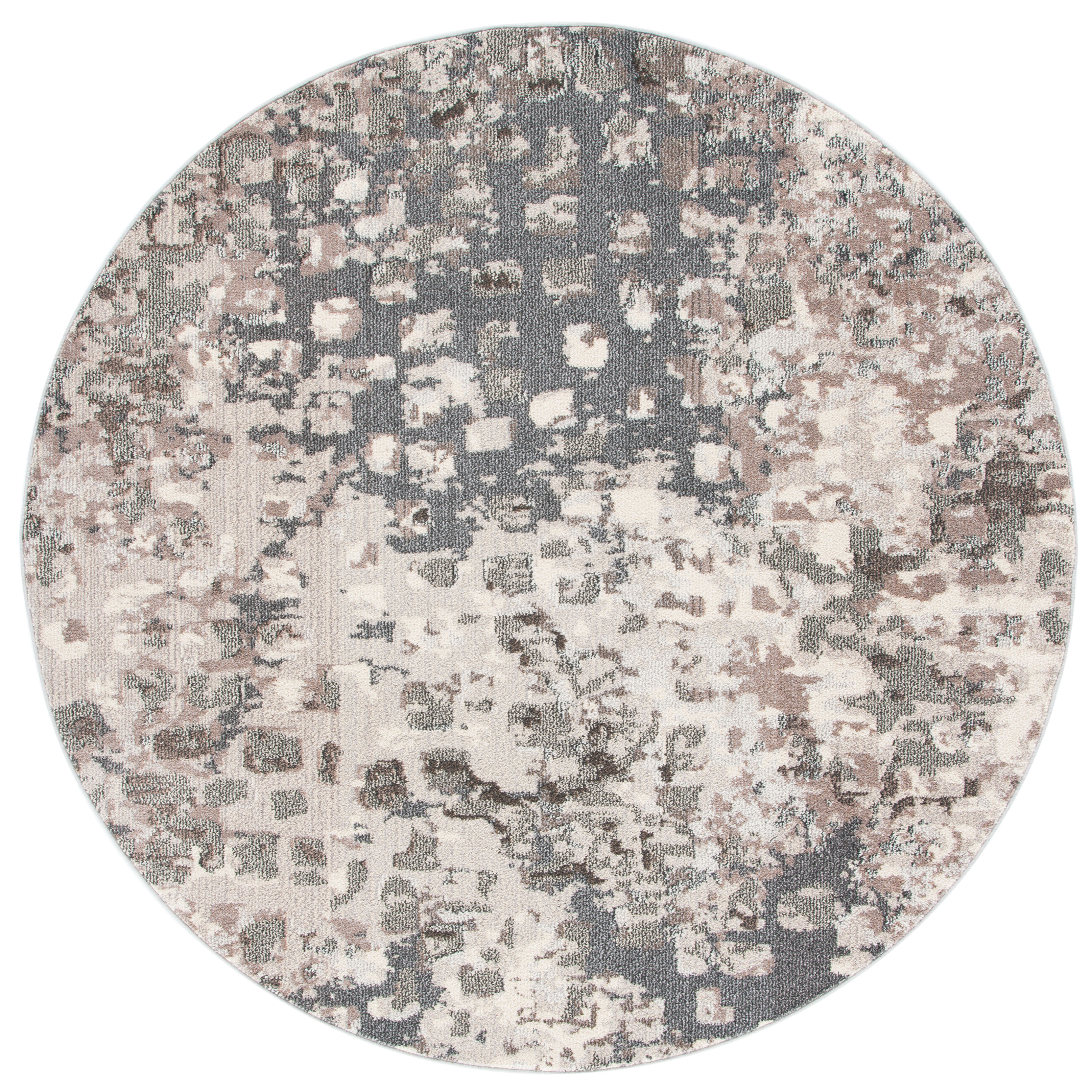 SAFAVIEH Madison Candelario Abstract Polka Dots Area Rug, Grey/Beige, 6'7" x 6'7" Round - image 1 of 8