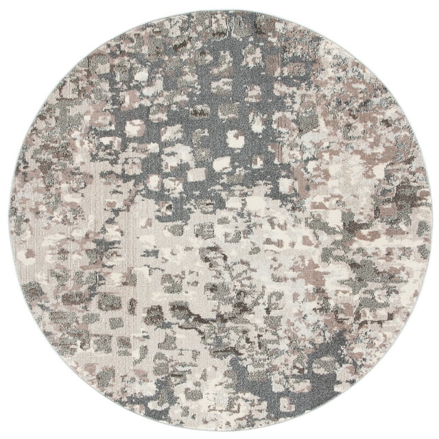 SAFAVIEH Madison Candelario Abstract Polka Dots Area Rug, Grey/Beige, 6'7" x 6'7" Round