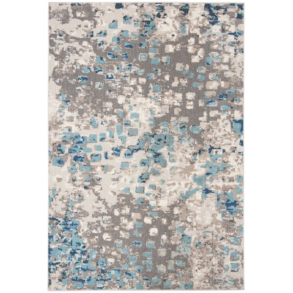 SAFAVIEH Madison Candelario Abstract Polka Dots Area Rug, Grey/Blue, 2' x 4'