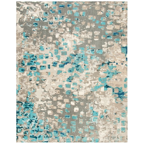 SAFAVIEH Madison Candelario Abstract Polka Dots Area Rug, Grey/Blue, 8' x 10'
