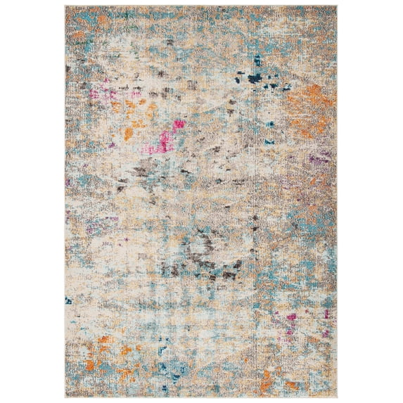 SAFAVIEH Madison Candelario Abstract Polka Dots Area Rug, Grey/Gold, 3' x 5'