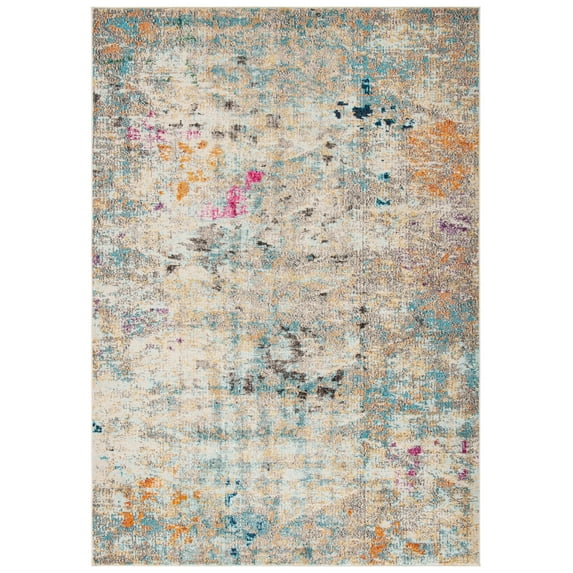 SAFAVIEH Madison Candelario Abstract Polka Dots Area Rug, Grey/Gold, 4' x 6'