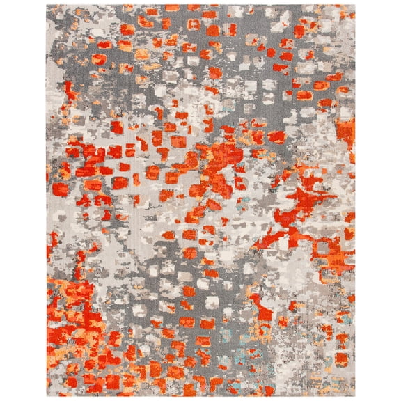 SAFAVIEH Madison Candelario Abstract Polka Dots Area Rug, Grey/Orange, 12' x 15'