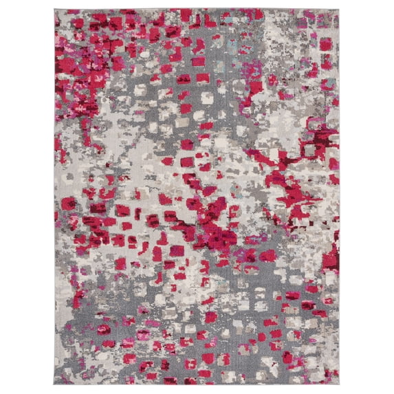 SAFAVIEH Madison Candelario Abstract Polka Dots Area Rug, Grey/Red, 10' x 14'