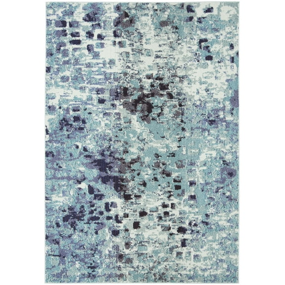 SAFAVIEH Madison Candelario Abstract Polka Dots Area Rug, Turquoise/Navy, 2'2" x 4'