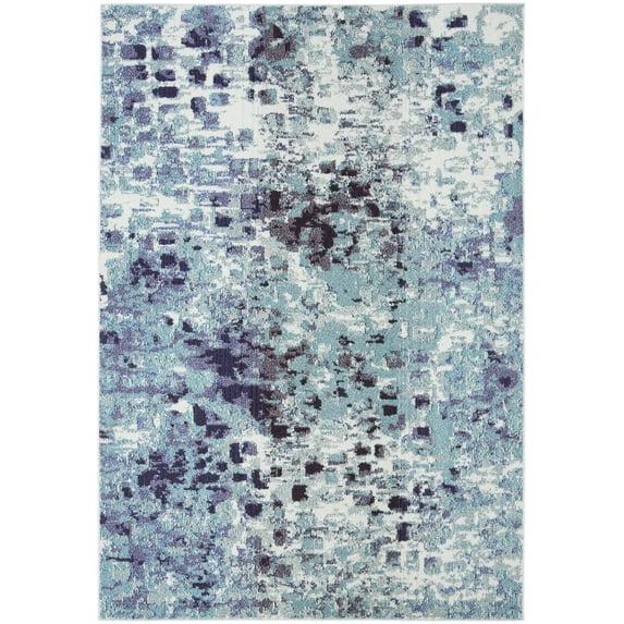 SAFAVIEH Madison Candelario Abstract Polka Dots Area Rug, Turquoise/Navy, 4' x 6'