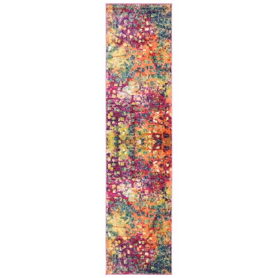 SAFAVIEH Madison Candelario Abstract Runner Rug, Fuchsia/Gold, 2'2" x 16'