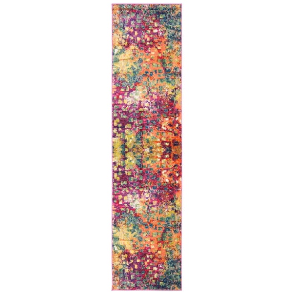 SAFAVIEH Madison Candelario Abstract Runner Rug, Fuchsia/Gold, 2'2" x 22'