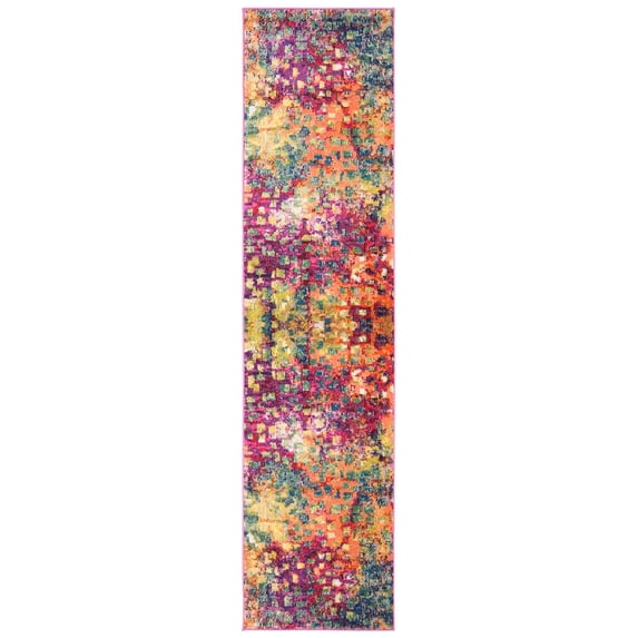 SAFAVIEH Madison Candelario Abstract Polka Dots Runner Rug, Fuchsia/Gold, 2'2" x 6'
