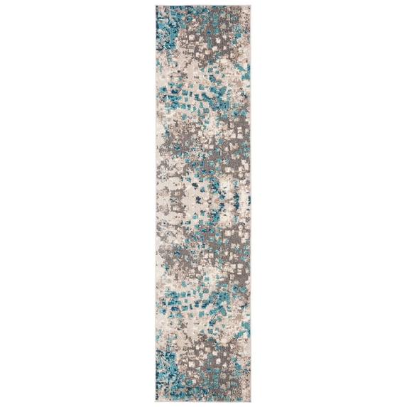 SAFAVIEH Madison Candelario Abstract Runner Rug, Grey/Blue, 2'2" x 16'
