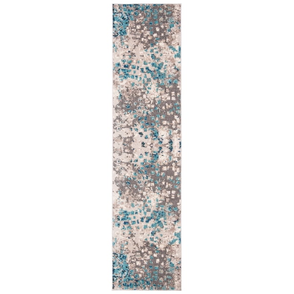 SAFAVIEH Madison Candelario Abstract Runner Rug, Grey/Blue, 2'2" x 20'