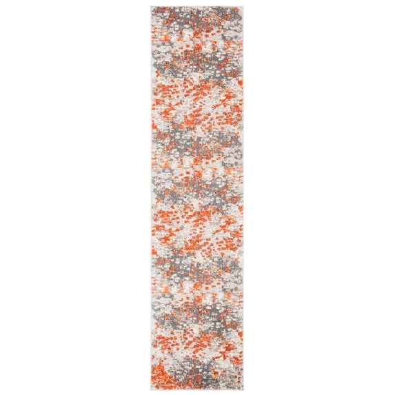 SAFAVIEH Madison Candelario Abstract Runner Rug, Grey/Orange, 2'2" x 12'