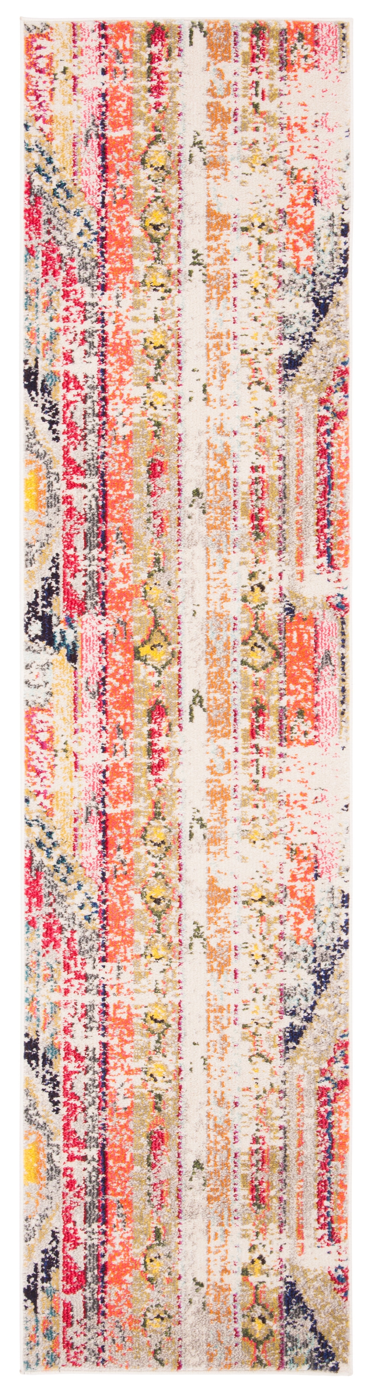 SAFAVIEH Madison Christabella Abstract Runner Rug, Grey/Orange, 2'2" x 18'