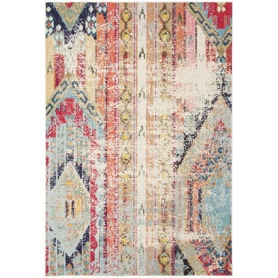 SAFAVIEH Madison Christabella Overdyed Striped Area Rug, Blue/Orange, 4' x 6'