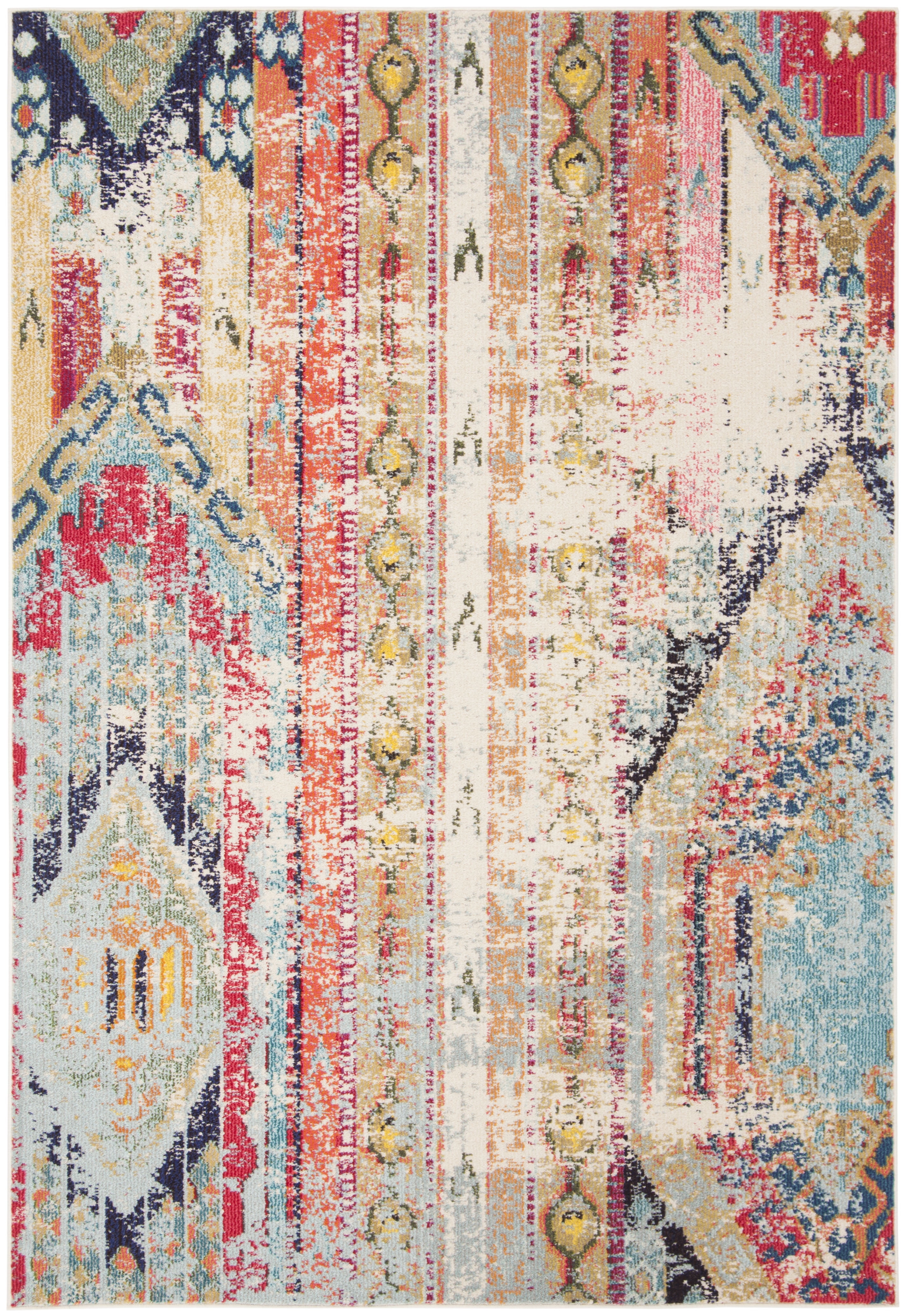 Chic Metro-Mod Blue Synthetic 5'3" x 7'6" Hand-Knotted Area Rug