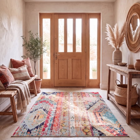 Safavieh Madison Christabella Abstract Area Rug, Blue/Orange, 5'3" x 7'6"