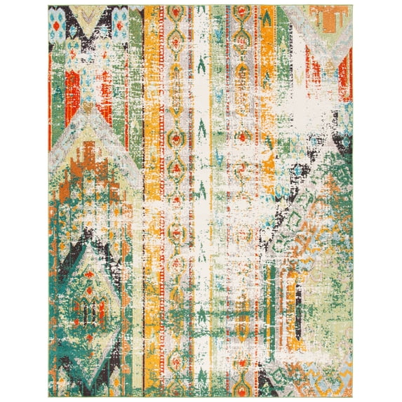 SAFAVIEH Madison Christabella Overdyed Striped Area Rug, Green/Orange, 10' x 14'
