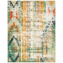 SAFAVIEH Madison Christabella Overdyed Striped Area Rug, Green/Orange, 12' x 15'