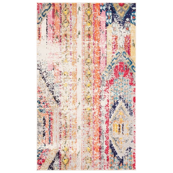SAFAVIEH Madison Christabella Overdyed Striped Area Rug, Grey/Orange, 3' x 5'