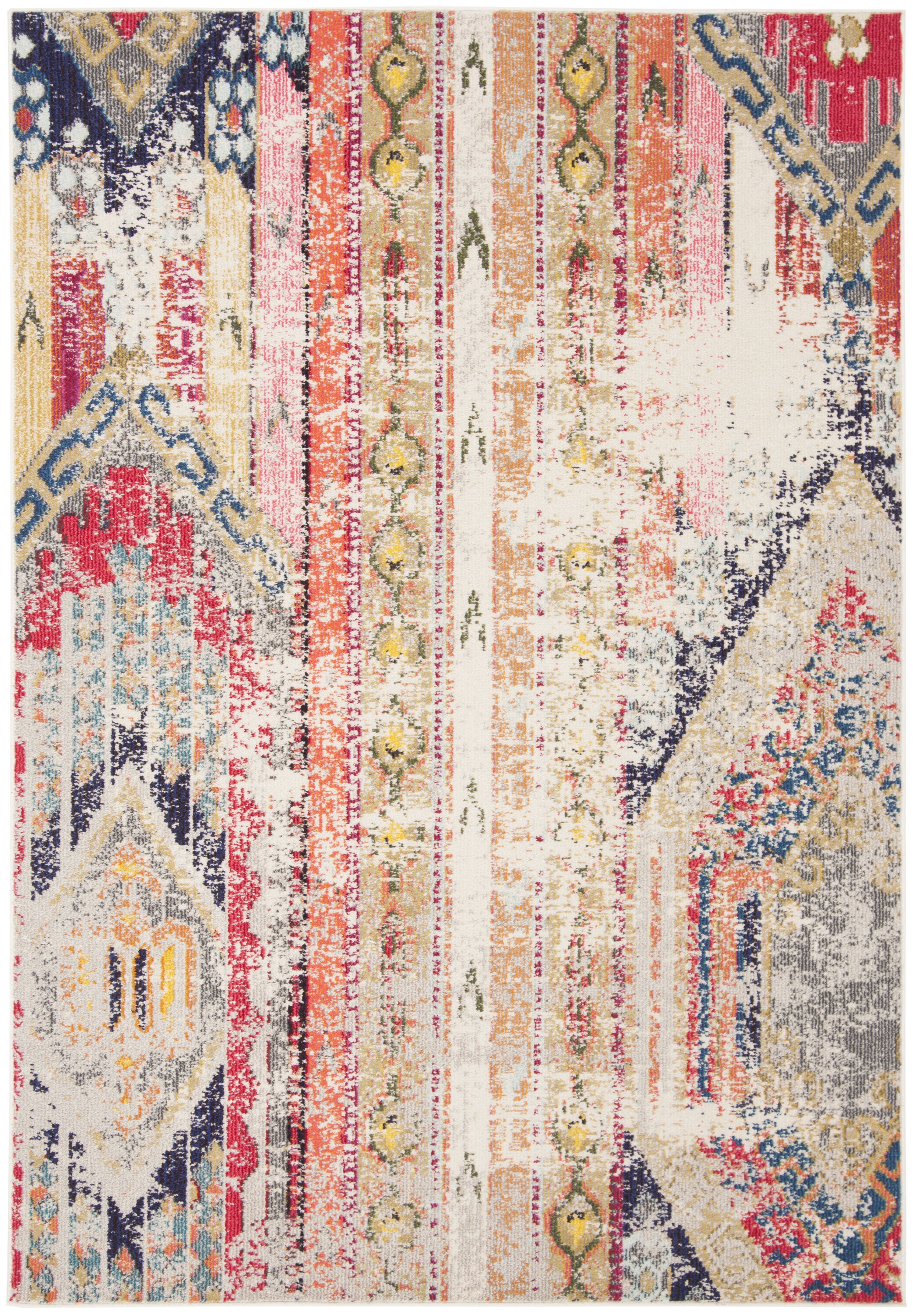 Grey and Orange Hand-knotted Synthetic Area Rug