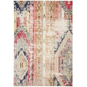 SAFAVIEH Madison Christabella Overdyed Striped Area Rug, Grey/Orange, 5'3" x 7'6"