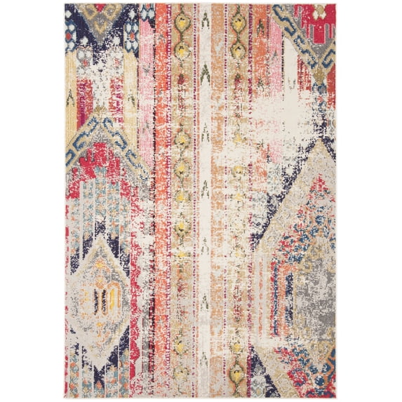 SAFAVIEH Madison Christabella Overdyed Striped Area Rug, Grey/Orange, 6' x 9'