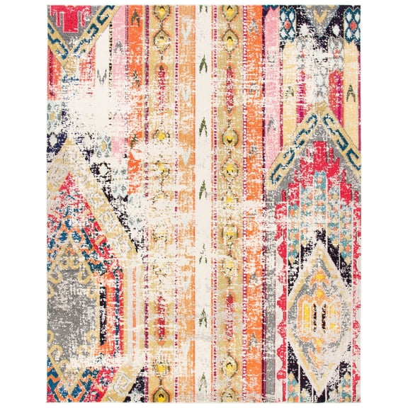 SAFAVIEH Madison Christabella Overdyed Striped Area Rug, Grey/Orange, 8' x 10'
