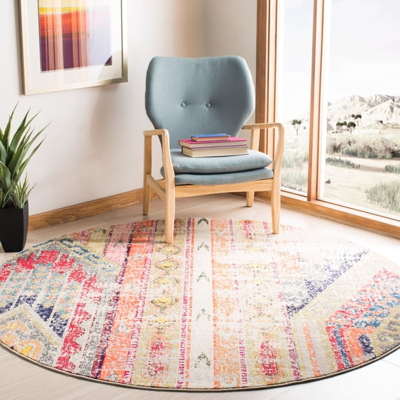 Safavieh Madison Christabella Abstract Area Rug, Gray/Orange, 9' x 9' Round