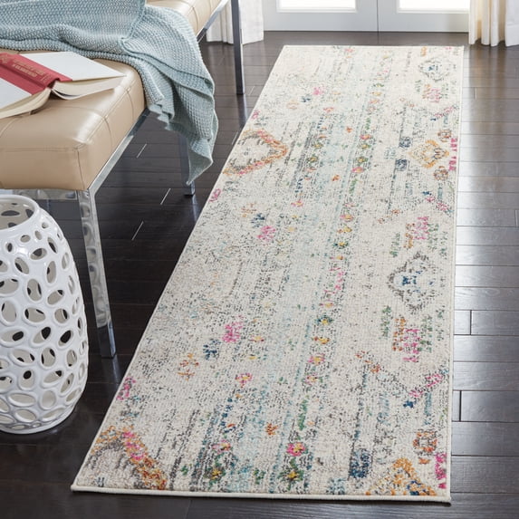 SAFAVIEH Madison Christabella Overdyed Striped Runner Rug, Grey/Blue, 2'2" x 6'