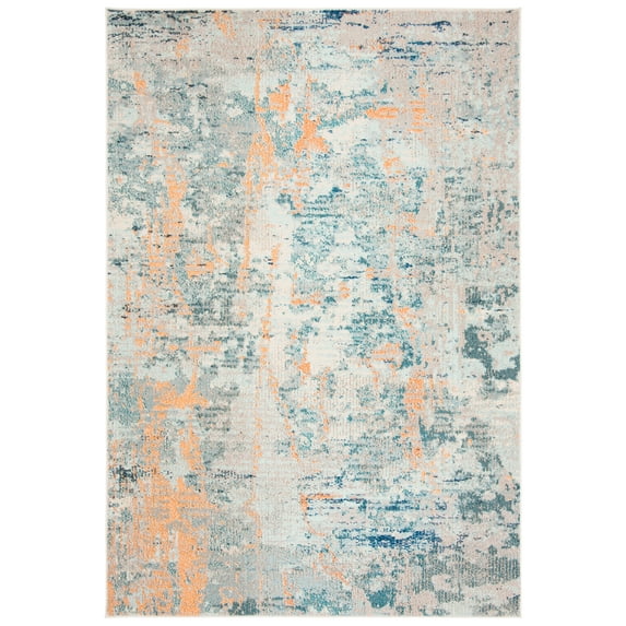 SAFAVIEH Madison Clyde Abstract Area Rug, Light Blue/Beige, 6' x 9'