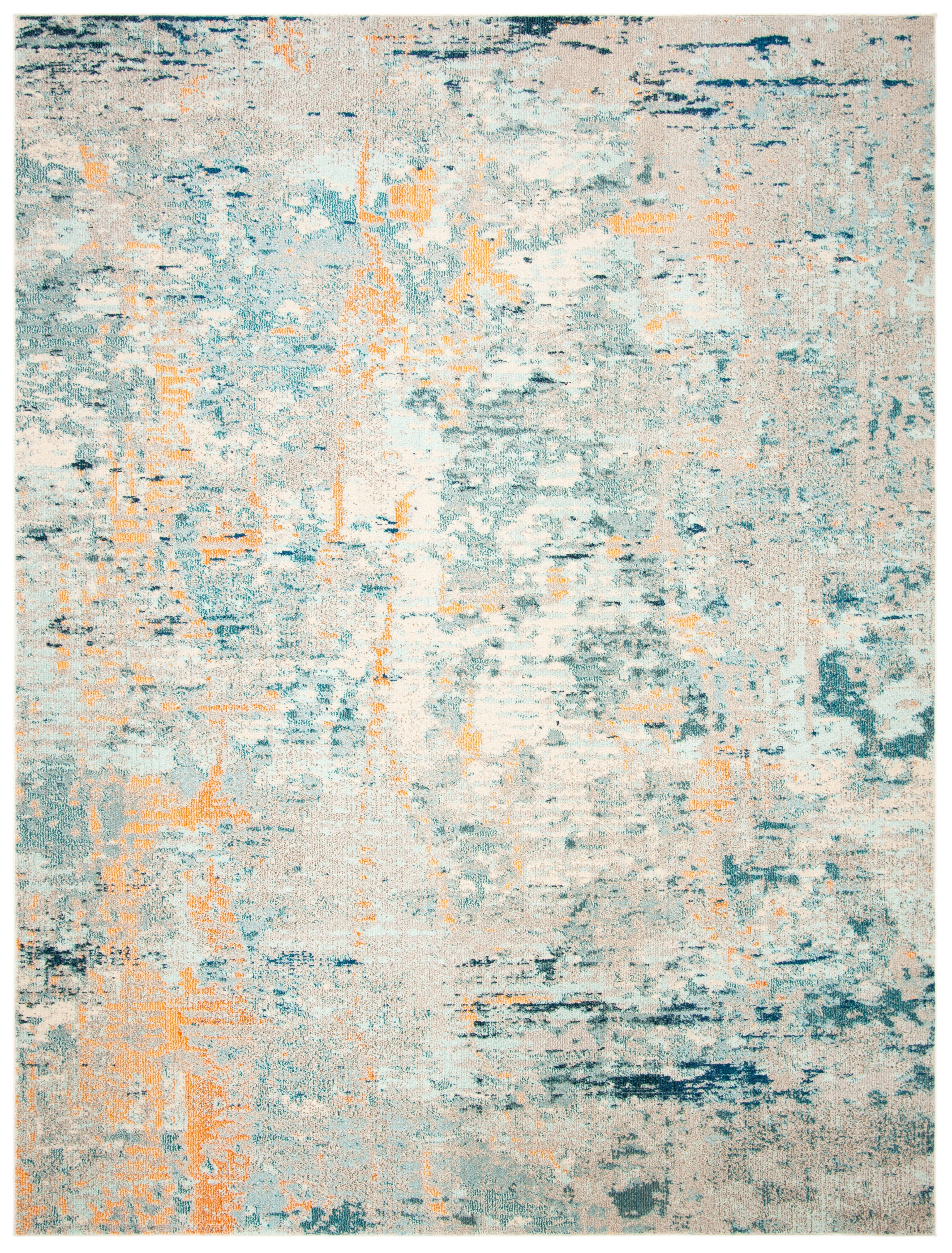 Elegance Reimagined Light Blue & Beige 8' x 10' Synthetic Area Rug