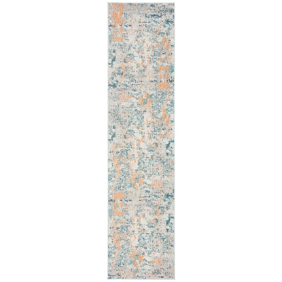 SAFAVIEH Madison Clyde Abstract Runner Rug, Light Blue/Beige, 2' x 8'