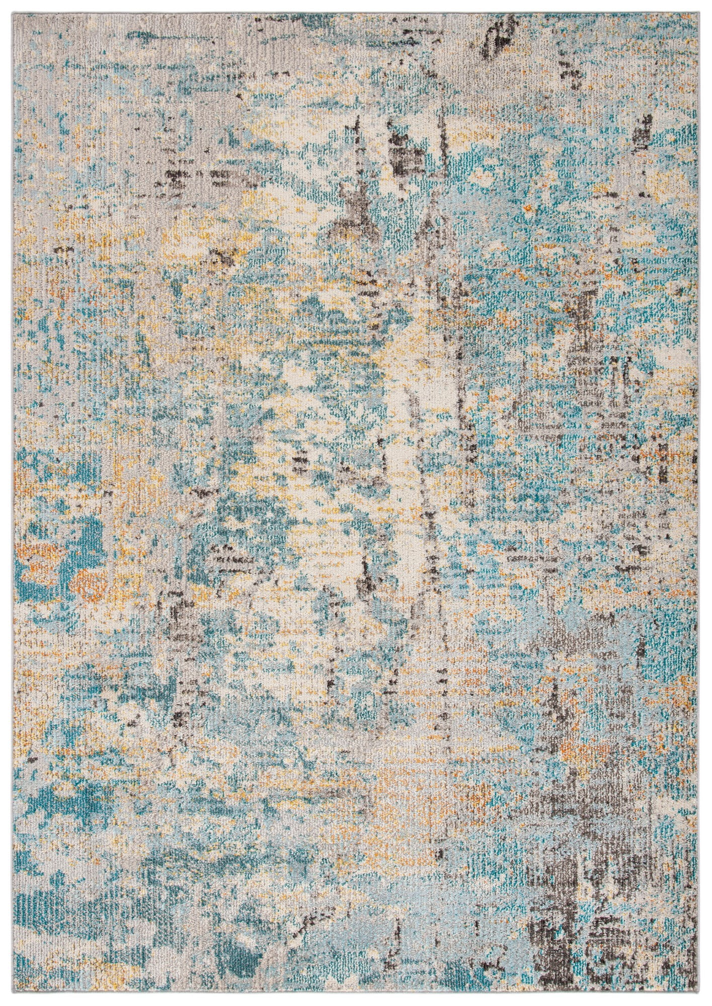Elysian Grey-Blue Hand-Knotted 59" Round Synthetic Area Rug