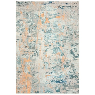 SAFAVIEH Madison Clyde Vintage Abstract Area Rug, Light Blue/Beige, 2'2" x 4'