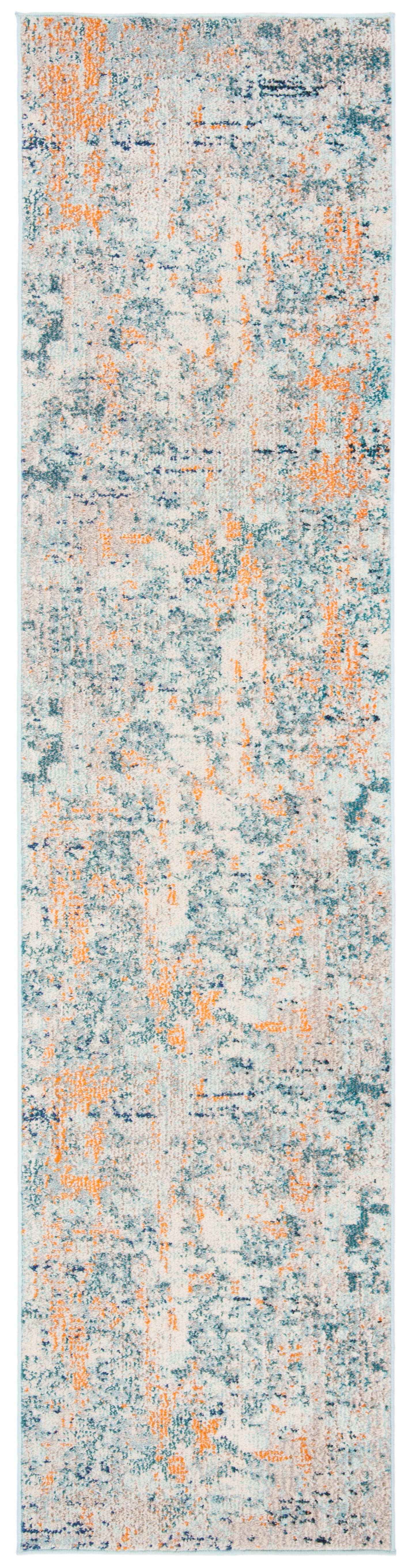 Madison Light Blue and Beige Abstract Runner Rug