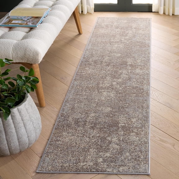 SAFAVIEH Madison Collection 2'2"x16' Grey Beige Modern Abstract Runner Rug, Non-Shedding, Stain Resistant, Pet & Kid Friendly, Durable High Traffic for Entryway, Kitchen, Living Room