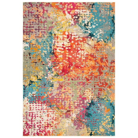 SAFAVIEH Madison Colleen Abstract Distressed Area Rug, Ivory/Multi, 2'2" x 4'