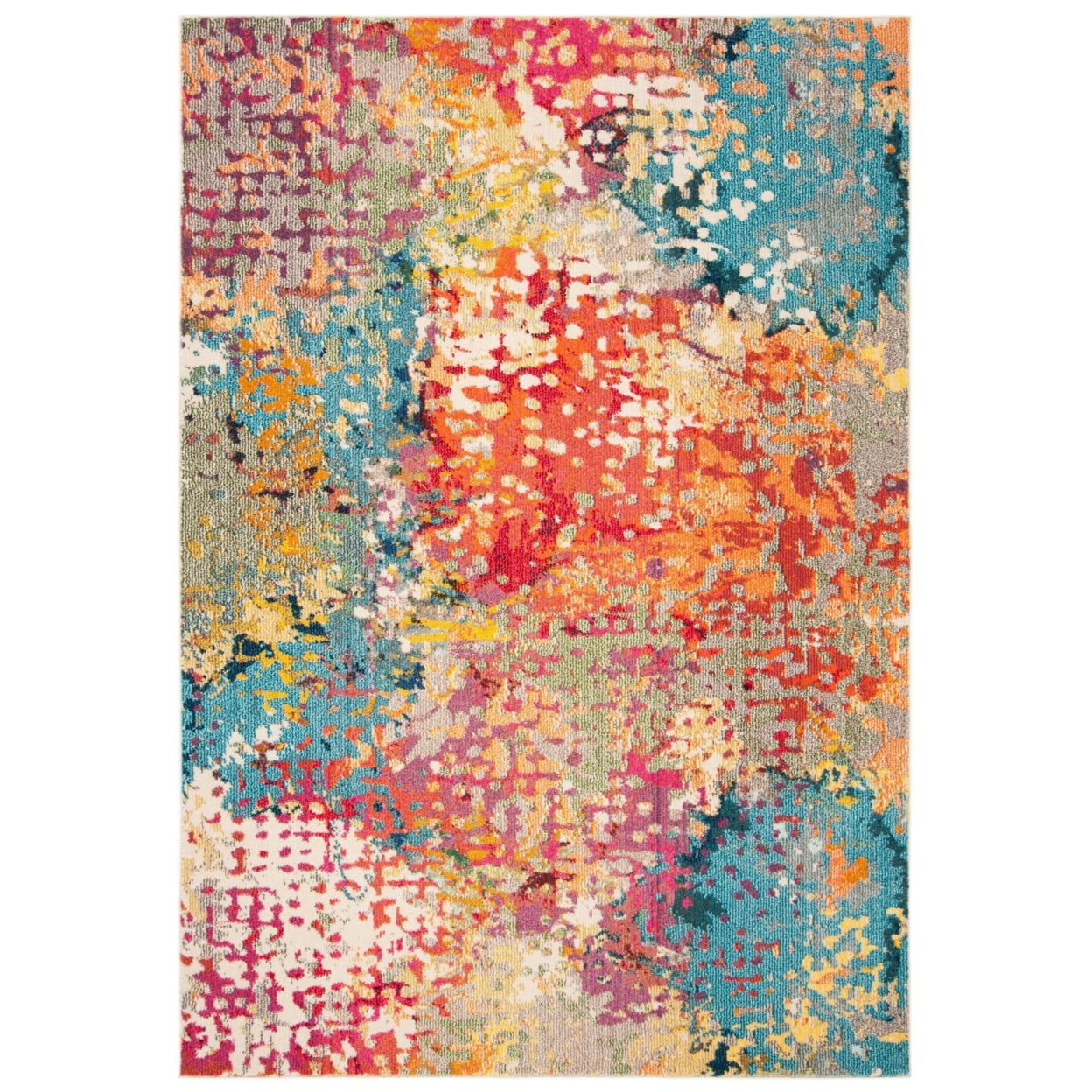 Madison Distressed Rug SAFAVIEH Madison Colleen Abstract Distressed Area Rug, Ivory/Multi, 4 ...
