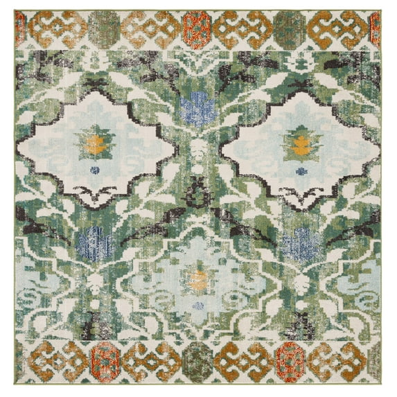 SAFAVIEH Madison Connell Geometric Area Rug, Green/Ivory, 6'7" x 6'7" Square