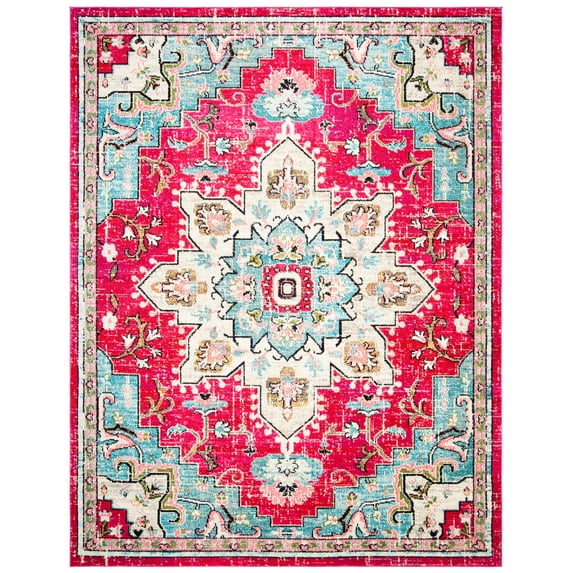 SAFAVIEH Madison Dalia Oriental Area Rug, Fuchsia/Blue, 8' x 10'