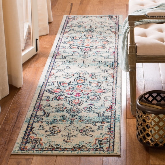 SAFAVIEH Madison Dalia Oriental Runner Rug, Cream/Blue, 2'2" x 16'