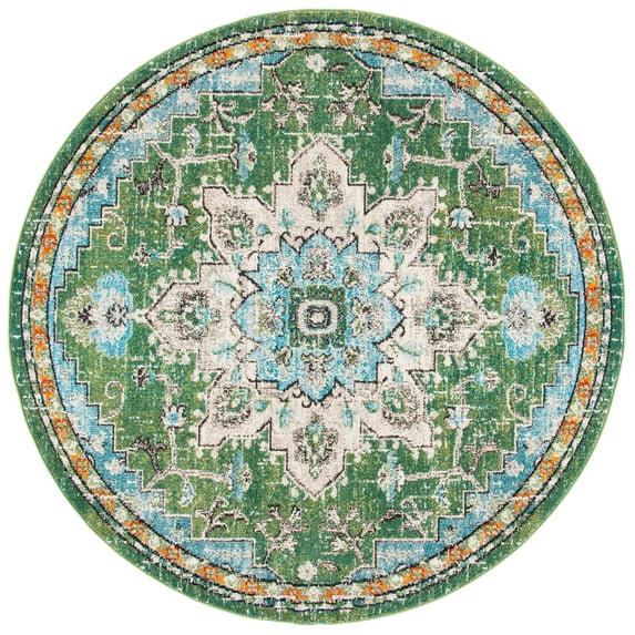 SAFAVIEH Madison Dalia Oriental Area Rug, Green/Turquoise, 10' x 10' Round