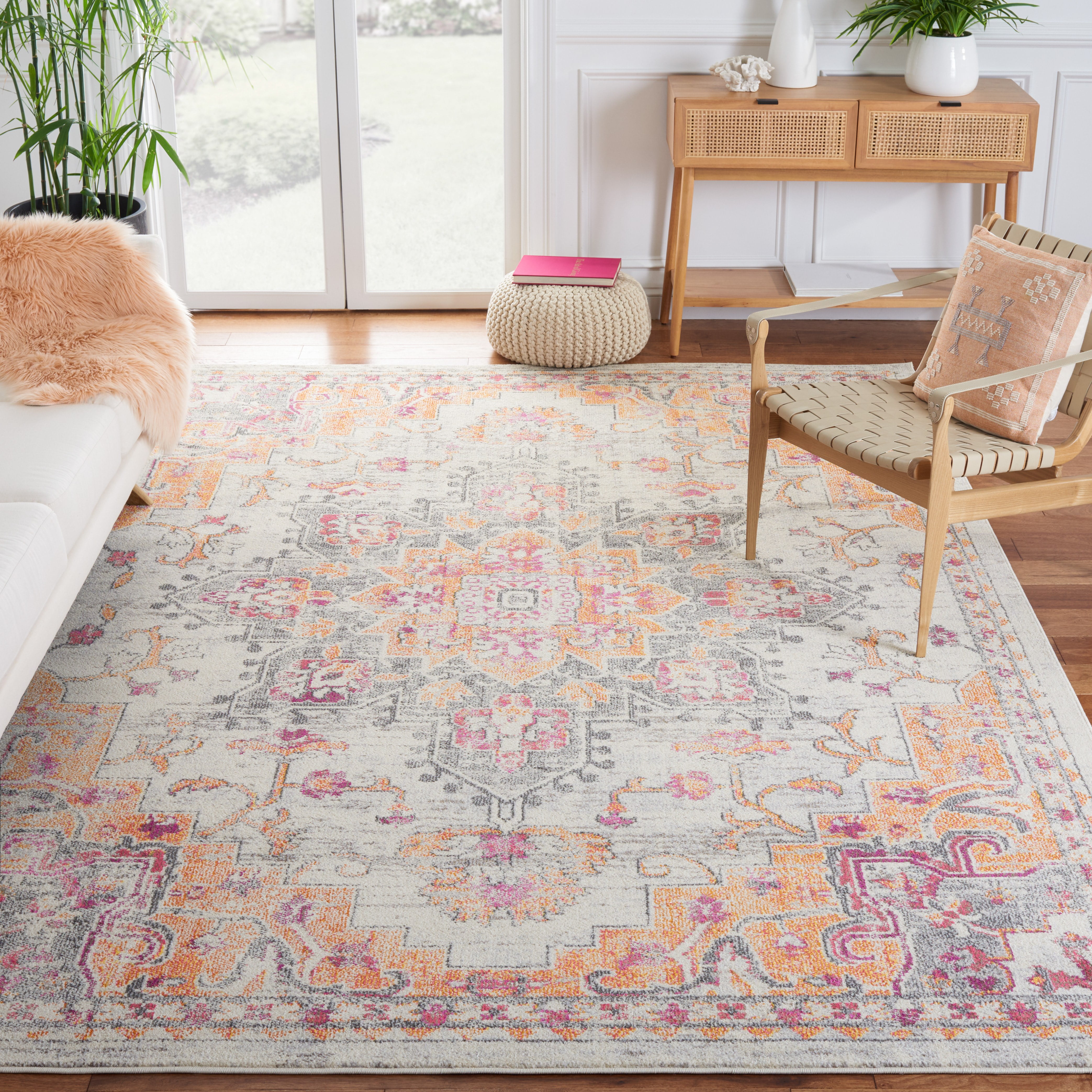SAFAVIEH Madison Dalia Oriental Area Rug, Beige/Orange, 6'7" x 6'7" Square