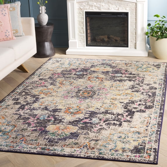SAFAVIEH Madison Dalia Oriental Area Rug, Black/Gold, 4' x 6'
