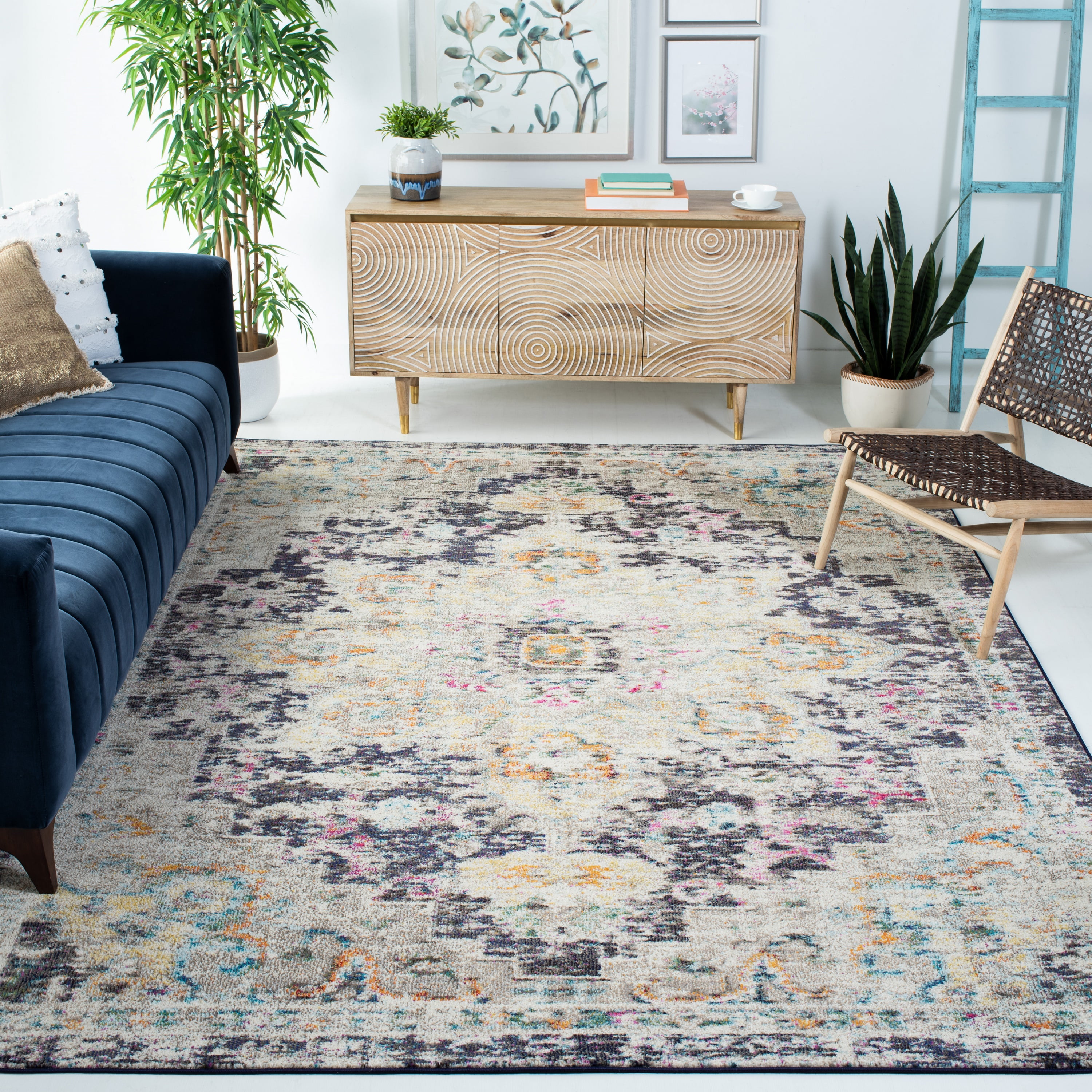 Black and Gold 8' x 10' Synthetic Non-slip Rectangular Area Rug
