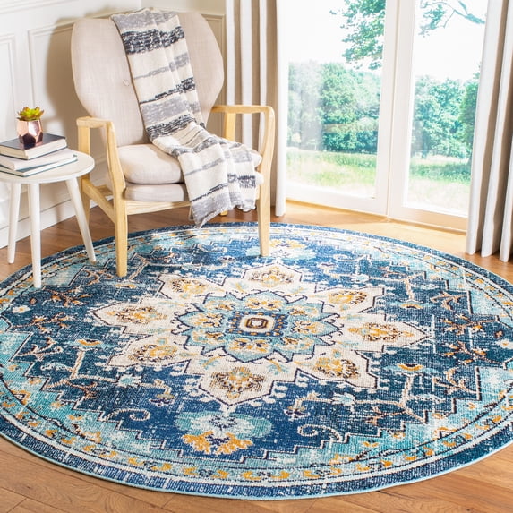 SAFAVIEH Madison Dalia Oriental Area Rug, Blue/Light Blue, 11' x 11' Round