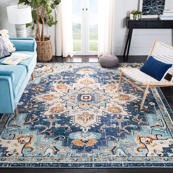 SAFAVIEH Madison Dalia Oriental Area Rug, Blue/Light Blue, 12' x 12' Square