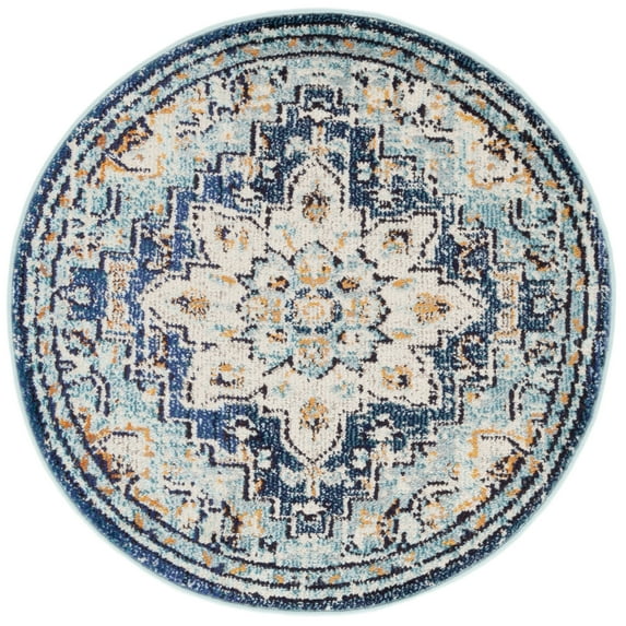 SAFAVIEH Madison Dalia Oriental Area Rug, Blue/Light Blue, 4' x 4' Round